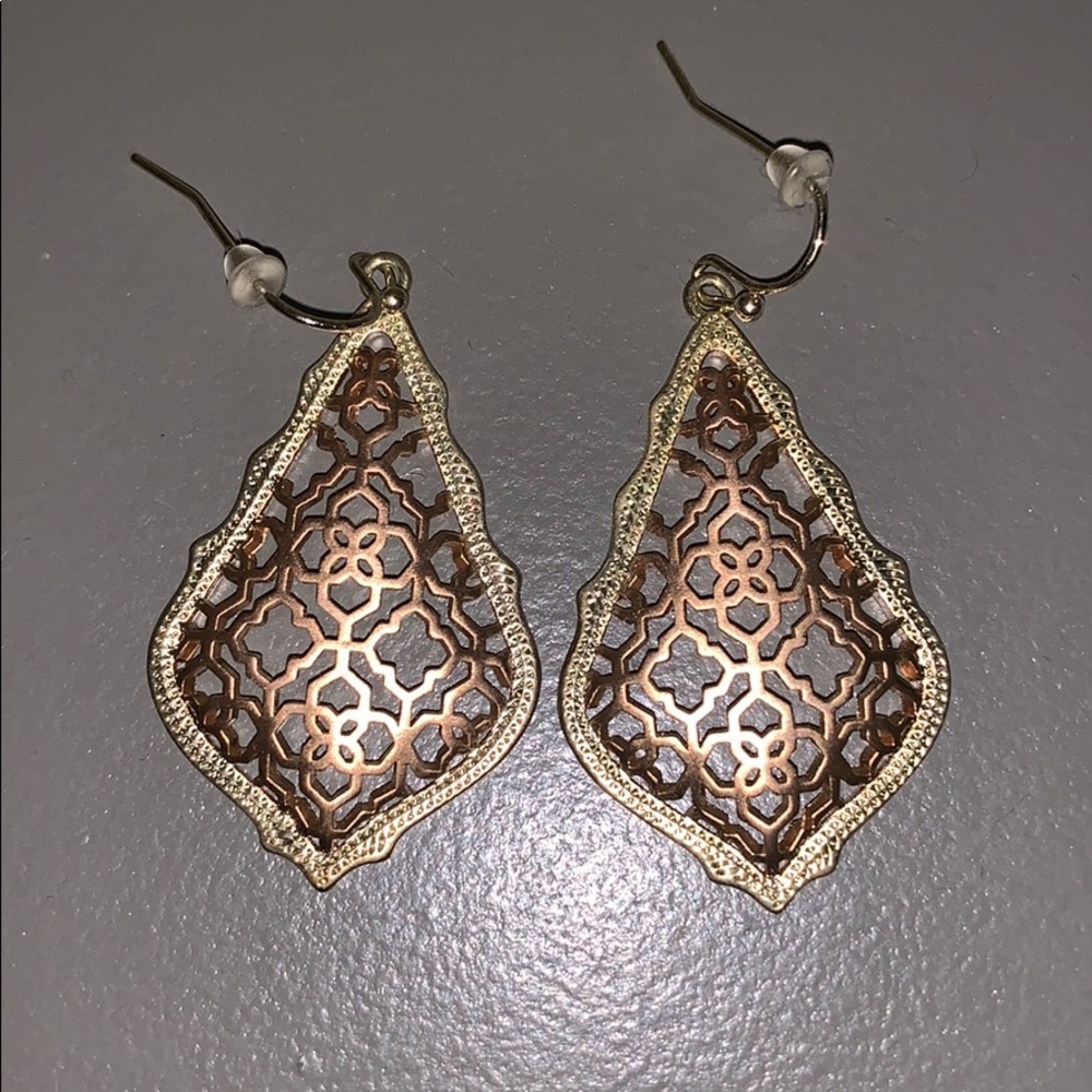 Gold and rose gold Kendra Scott earrings